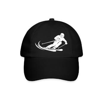 Minimalist Skier Silhouette Skisport Wint - Baseball Cap - black/black - Front
