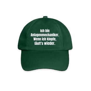 Anlagenmechaniker Spruch: Klopfen Läuft Wieder - Baseballkappe - Flaschengrün - Vorne
