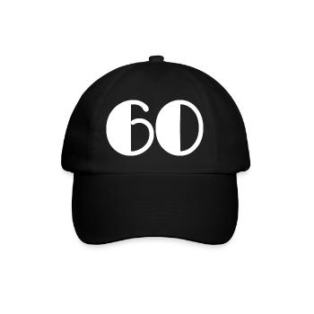 60. 60 JAHRE. 60-JÄHRIGES JUBILÄUM. 60. GEBURTSTAG. - Baseballkappe - Schwarz/Schwarz - Vorne