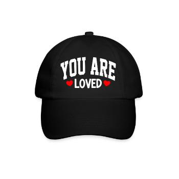 You Are Loved Herz Typografie - Baseballkappe - Schwarz/Schwarz - Vorne
