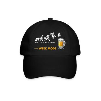 Ich freue mich auf das Wochenende – Bierhumor - Baseballkappe - Schwarz/Schwarz - Vorne