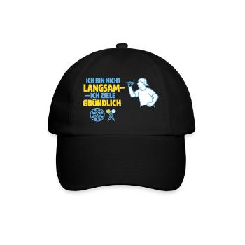 Nicht langsam – gründlich zielen - Baseballkappe - Schwarz/Schwarz - Vorne