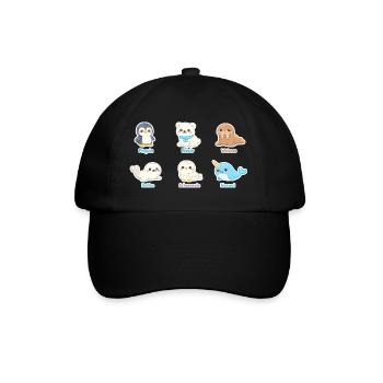 Kuschelige Arktis-Tierwelt - Baseballkappe - Schwarz/Schwarz - Vorne