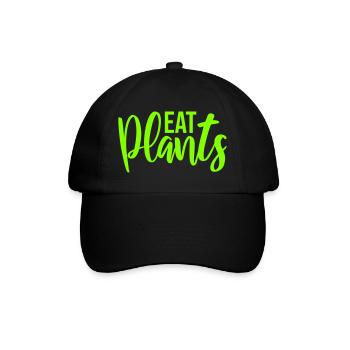 Eat Plants Funny Vegan Vegetarian Statement Logo - Baseball Cap - black/black - Front