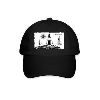 Warnemünde Leuchtturm Kompass Edition - Baseballkappe - Schwarz/Schwarz - Vorne