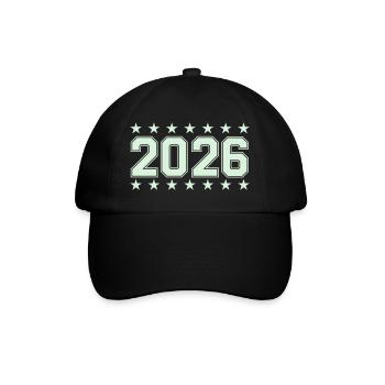 2026 Retro Block Font with Stars - Baseball Cap - black/black - Front