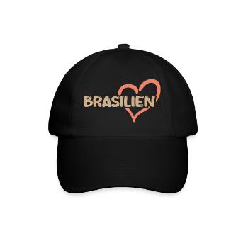 Brasilien Herz - Baseballkappe - Schwarz/Schwarz - Vorne