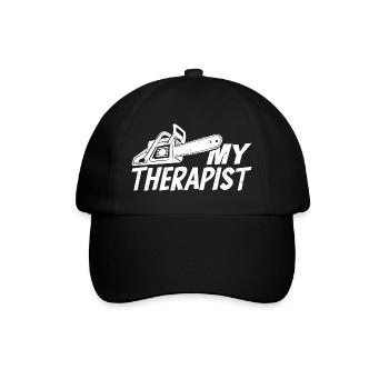 Mein Therapeut - Baseballkappe - Schwarz/Schwarz - Vorne
