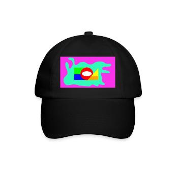 Geometrische Farbblock Collage Neon - Baseballkappe - Schwarz/Schwarz - Vorne
