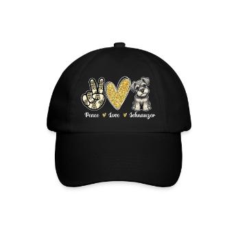 Peace Love Schnauzer Positiver Hundeliebhaber - Baseballkappe - Schwarz/Schwarz - Vorne