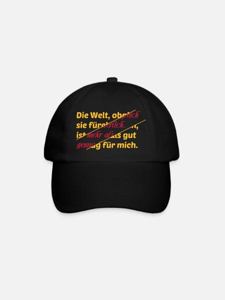 Welt Spruch Abstrakt Schrift farbig Geschenkidee - Baseballkappe - Schwarz/Schwarz