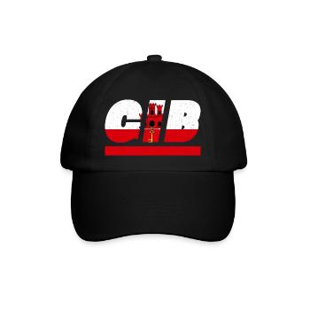 Gibraltar Fahne Flagge GIB - Baseballkappe - Schwarz/Schwarz - Vorne