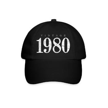 Né en 1980 (Vintage White) Anniversaire - Casquette classique - noir/noir - Devant
