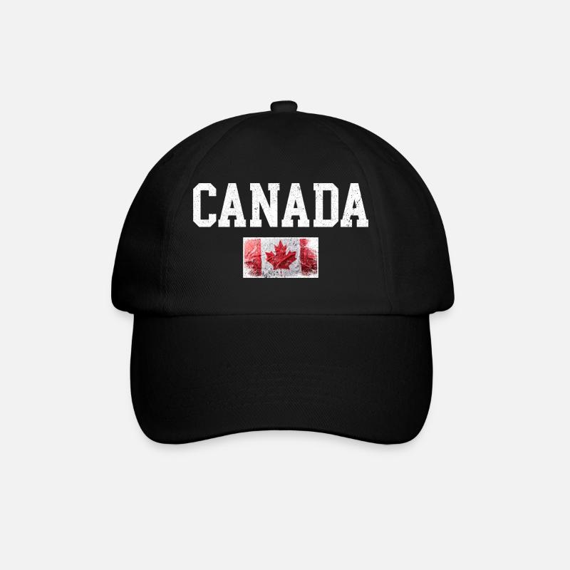 Distressed Kanada Maple Flagge - Baseballkappe - Schwarz/Schwarz