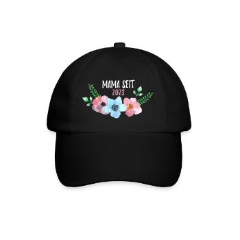 Mama seit 2023 Spruch Geschenk zur Geburt - Baseballkappe - Schwarz/Schwarz - Vorne