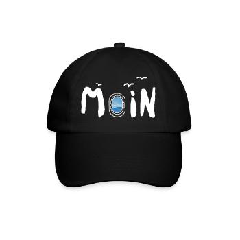 Moin Meer Leuchtturm Möwe - Baseballkappe - Schwarz/Schwarz - Vorne