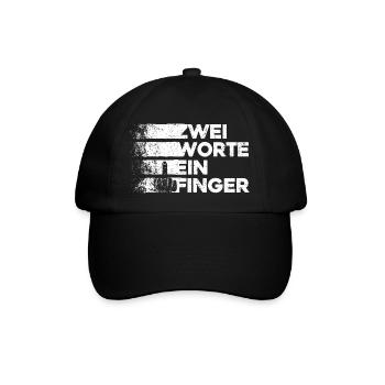 Zwei Worte Ein Finger Mittelfinger Fuck You Retro - Baseballkappe - Schwarz/Schwarz - Vorne