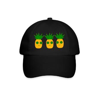 Pineapple with sunglasses summer t-shirt - Baseball Cap - black/black - Front