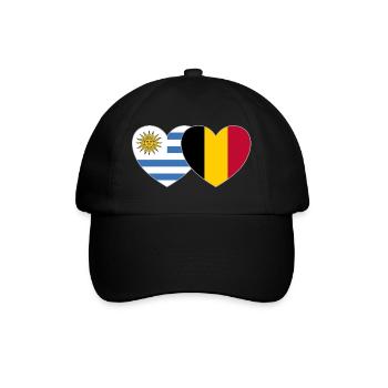 Uruguay Belgium Flag Heart - Baseball Cap - black/black - Front