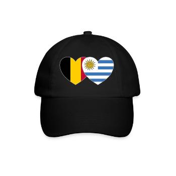Belgium Uruguay Flag Heart - Baseball Cap - black/black - Front