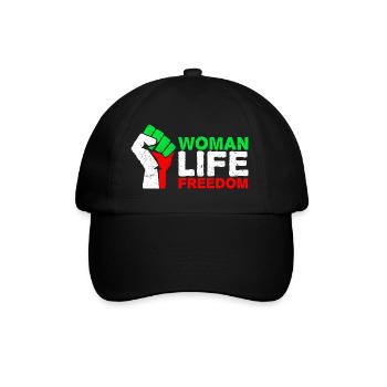 Woman, Life, Freedom | Free Iran! | Mit Flagge - Baseballkappe - Schwarz/Schwarz - Vorne