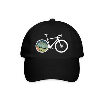 Gravel Bike Camp Rennrad Fahrrad lustiges Geschenk - Baseballkappe - Schwarz/Schwarz - Vorne