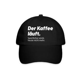 Kaffee läuft sportlicher wird es heute nicht mehr - Baseballkappe - Schwarz/Schwarz - Vorne