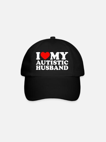 I Love My Autistic Husband Heart My Husband Autism - Baseball Cap - black/black
