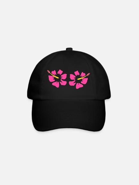 Blume rosa pinke Blume Blumen pink rosa Hibiskus - Baseballkappe - Schwarz/Schwarz