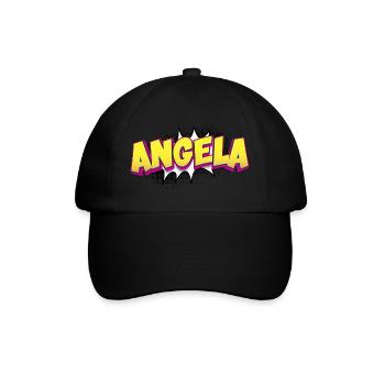 Angela Benutzerdefinierter Name Comic-Stil Pop-Art, - Baseballkappe - Schwarz/Schwarz - Vorne
