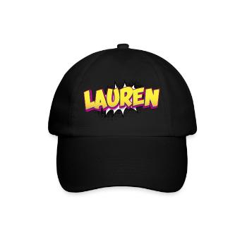 Lauren Nom personnalisé Style bande dessinée Pop Art, - Casquette classique - noir/noir - Devant