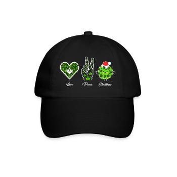 Love, Peace and Happiness / Merry Christmas - Baseballkappe - Schwarz/Schwarz - Vorne