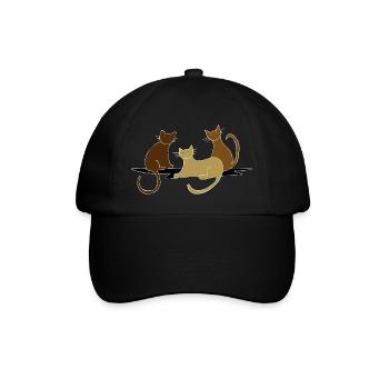 Katzen - Baseballkappe - Schwarz/Schwarz - Vorne