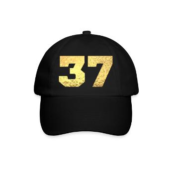 Numéro 37 paillettes doré - 37e anniversaire - Casquette classique - noir/noir - Devant