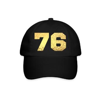76 Gold Glitter - 76. Jahrestag - Baseballkappe - Schwarz/Schwarz - Vorne