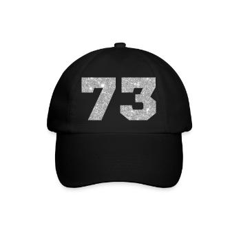 73 Silver Glitter - 73 Birthday - Baseball Cap - black/black - Front