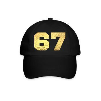 Nummer 67 Gold Glitter - 67. Jahrestag - Baseballkappe - Schwarz/Schwarz - Vorne