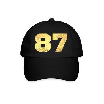 Numéro 87 paillettes doré - 87e anniversaire - Casquette classique - noir/noir - Devant