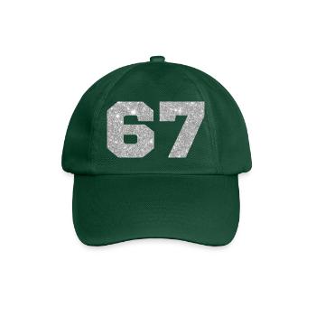 Numéro 67 paillettes argenté - 67e anniversaire - Casquette classique - vert bouteille - Devant