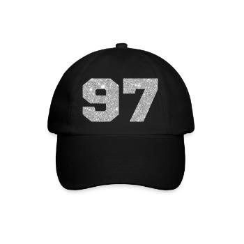 Numéro 97 paillettes argenté - 97e anniversaire - Casquette classique - noir/noir - Devant