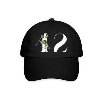 Number 42 Floral Green - 42nd Floral Birthday - Baseball Cap - black/black - Front