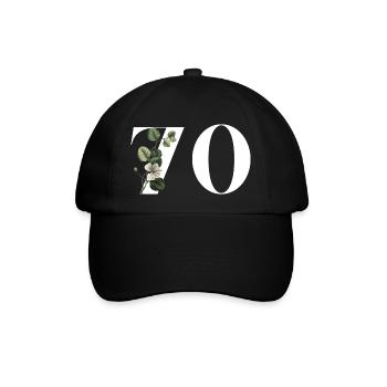 Numéro 70 floral vert - 70e anniversaire floral - Casquette classique - noir/noir - Devant