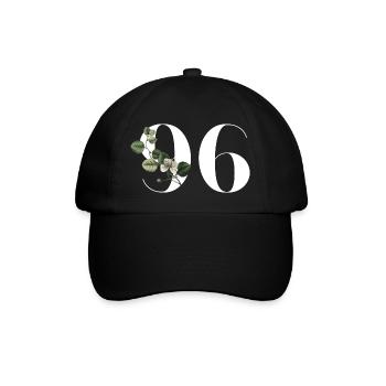 Number 96 Floral Green - 96th Floral Birthday - Baseball Cap - black/black - Front