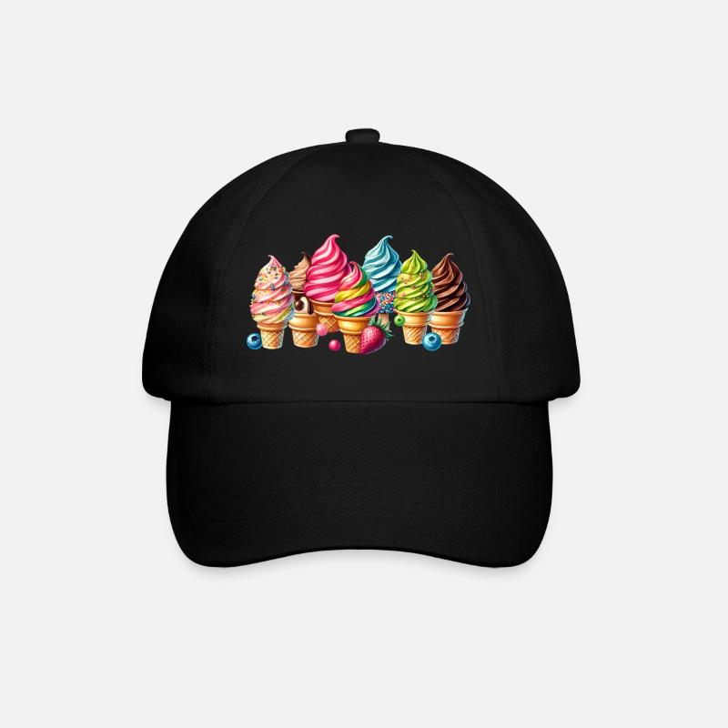 Einen süßen Touch mit diesen bunten Eis-Motiven - Baseballkappe - Schwarz/Schwarz