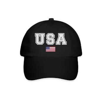 TEAM USA amerikanische Flagge Fahne unter Schrift - Baseballkappe - Schwarz/Schwarz - Vorne