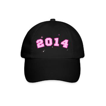 2014 Stern Rosa - Baseballkappe - Schwarz/Schwarz - Vorne