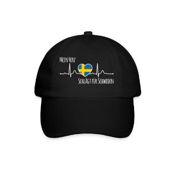 My heart beats for Sweden Scandinavia - Baseball Cap - black/black - Front