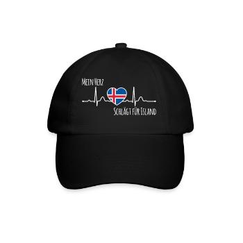Mon cœur bat pour l’Islande la Scandinavie - Casquette classique - noir/noir - Devant