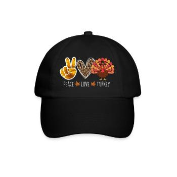 Frieden Liebe Türkei Thanksgiving Herbst Vibes - Baseballkappe - Schwarz/Schwarz - Vorne
