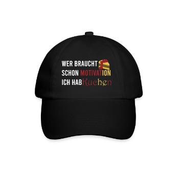 Who needs motivation I've got cake - Baseball Cap - black/black - Front